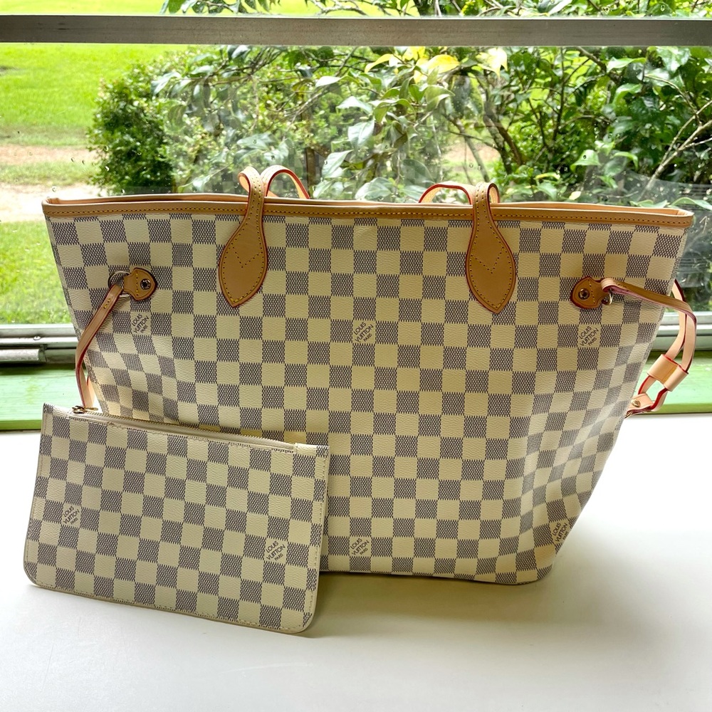 Louis Vuitton Neverfull MM Damier Azur w Pouchette